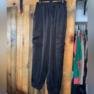 Silky Black Cargo Pants